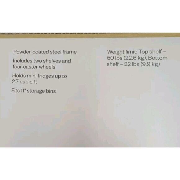 New Room Essentials Mini Fridge Cart Or Storage Cart Top Shelf Hold 50 Lb - Picture 3 of 3